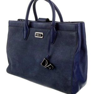 Diane von Furstenberg 440 Gallery Viviana Top Handle Bag Navy Leather and Nubuck